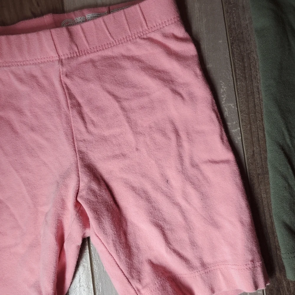Wonder Nation Girls 2pc Bike Shorts Bundle Green & Pink Size XS 4-5 GUC